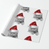 Wrapping Paper Christmas Graukatze mit Weihnachtsm Geschenkpapier (Ungerollt)