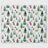 Wrapping Paper Christmas Modern Winter Trees Geschenkpapier (Flach)