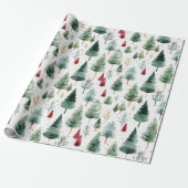 Wrapping Paper Christmas Modern Winter Trees Geschenkpapier (Ungerollt)