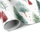 Wrapping Paper Christmas Modern Winter Trees Geschenkpapier (Rolleneckpunkt)