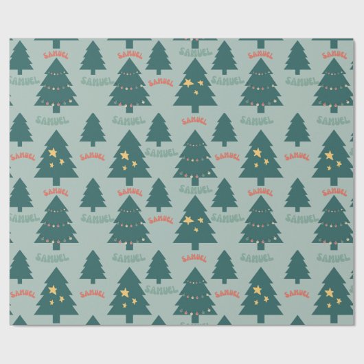 Wrapping Paper_Christmas Trees_Green_Samuel Geschenkpapier (Flach)