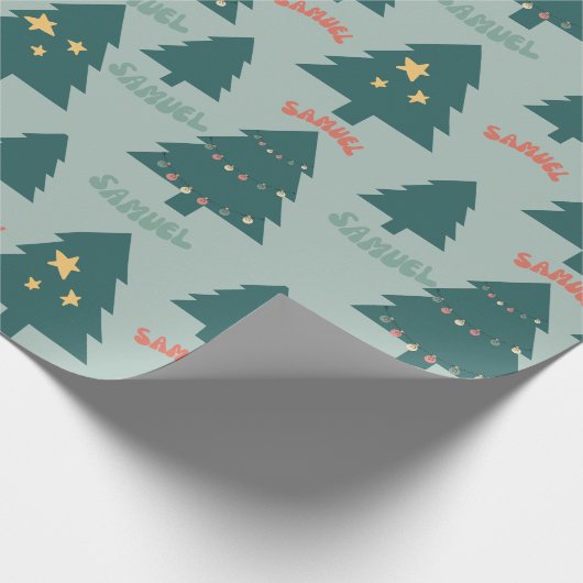 Wrapping Paper_Christmas Trees_Green_Samuel Geschenkpapier (Ecke)