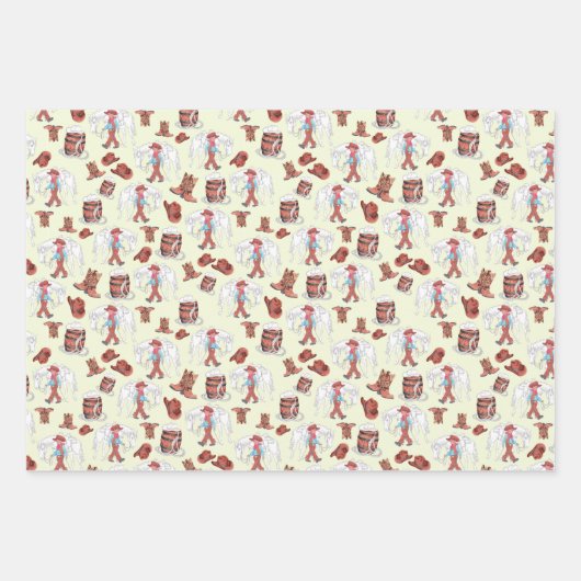 Wrapping Paper Cowboy and Pferd Geschenkpapier Set (Vorderseite)