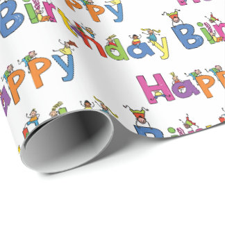 Wrapping Paper - Crazy Kids Happy Birthday Geschenkpapier