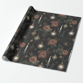 Wrapping Paper – Crimson Roses, Gold Ornaments Geschenkpapier