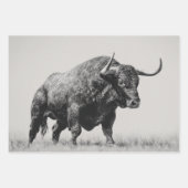 Wrapping Paper Decoupage Black White Bulls Western Geschenkpapier Set (Vorderseite 3)