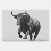 Wrapping Paper Decoupage Black White Bulls Western Geschenkpapier Set (Vorderseite 2)