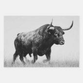 Wrapping Paper Decoupage Black White Bulls Western Geschenkpapier Set (Vorderseite)
