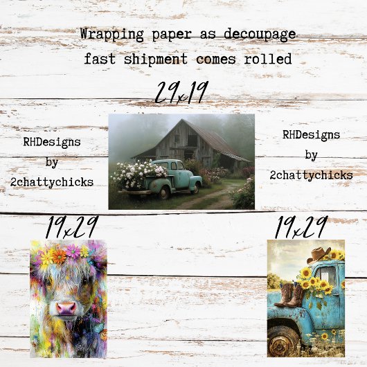Wrapping Paper Decoupage Charming Country Living Geschenkpapier Set