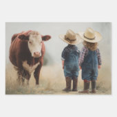Wrapping Paper Decoupage Farm Kids & Cattle  Geschenkpapier Set (Vorderseite)