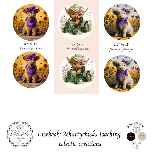 Wrapping Paper Decoupage Highland Cows 11" Geschenkpapier Set