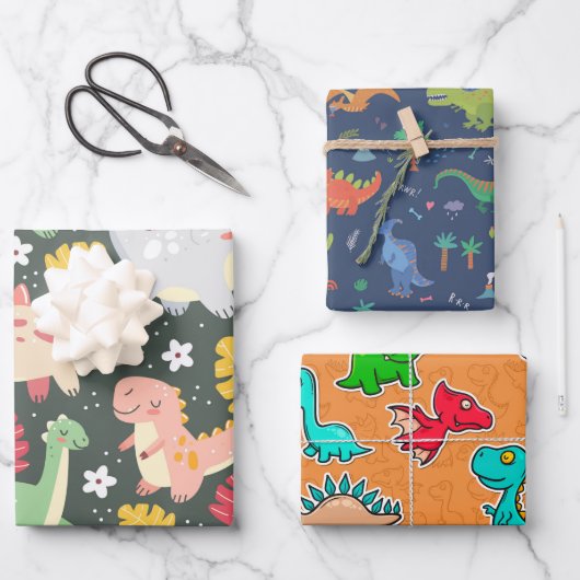 Wrapping Paper der Dinosaurier-Serie Geschenkpapier Set (Vorderseite)