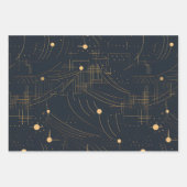Wrapping Paper der Marine und Gilt Art Deco Geschenkpapier Set (Vorderseite 2)