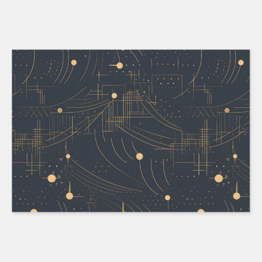 Wrapping Paper der Marine und Gilt Art Deco Geschenkpapier Set (Vorderseite 2)