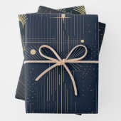 Wrapping Paper der Marine und Gilt Art Deco Geschenkpapier Set (Beispiel)