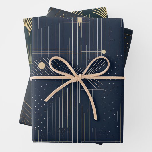 Wrapping Paper der Marine und Gilt Art Deco Geschenkpapier Set (Beispiel)