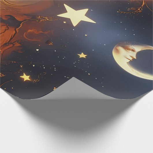 Wrapping Paper Dreamy Fiery Orange Celestial Geschenkpapier (Ecke)