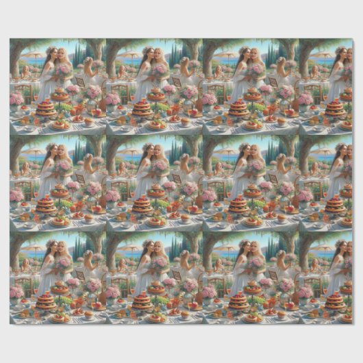 Wrapping Paper einer Hochzeitspartei Geschenkpapier (Flach)