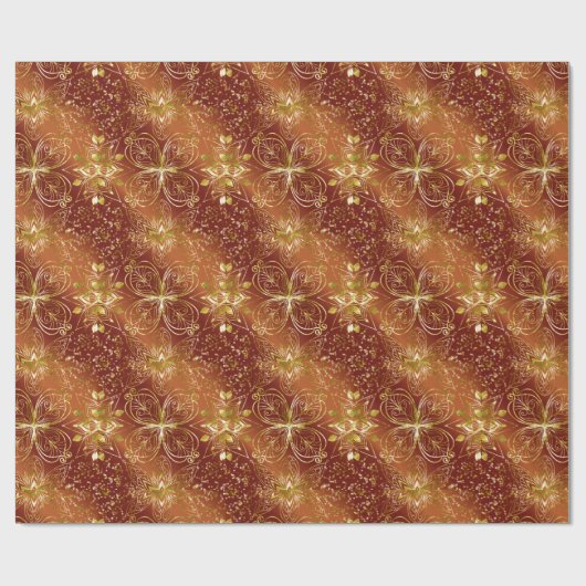 Wrapping Paper - Elegant Copper Gold Florals Geschenkpapier (Flach)