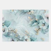 Wrapping Paper - Elegant Winter Blue Florals Geschenkpapier Set (Vorderseite 2)