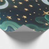 Wrapping Paper - Emerald Green Celestial Moon Geschenkpapier (Ecke)