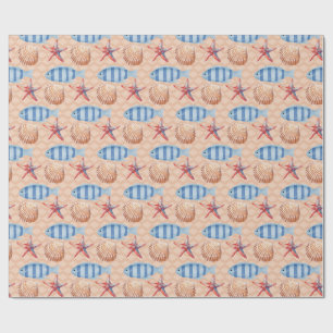 Wrapping Paper Fish Starfish Muschel Ocean Muster Geschenkpapier