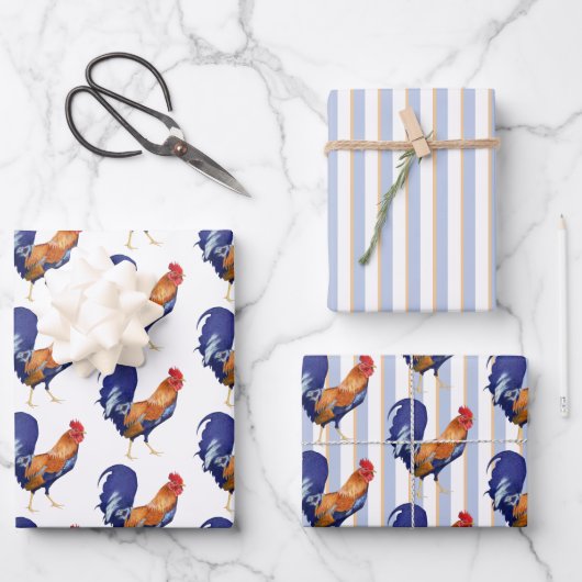 Wrapping Paper (Flachblatt) von Rooster Stripes Se Geschenkpapier Set (Vorderseite)
