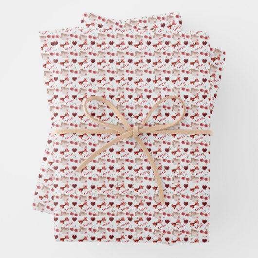 Wrapping Paper Flat Sheet - Red Theme Geschenkpapier Set (Beispiel)