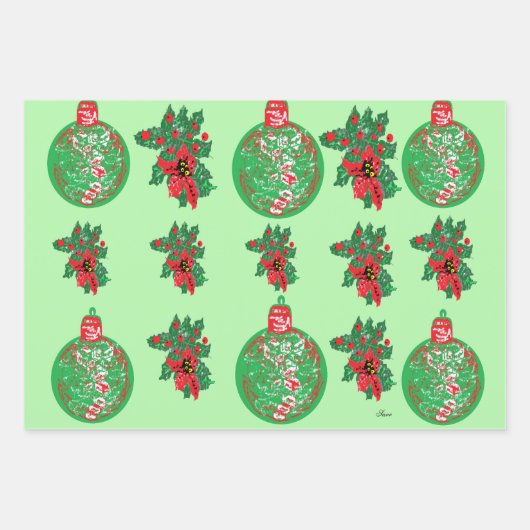 Wrapping Paper Flat Sheet Set 3: Christmas Geschenkpapier Set (Vorderseite)