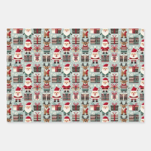 Wrapping Paper Flat Sheet Set 3 für Weihnachten Geschenkpapier Set (Vorderseite 2)