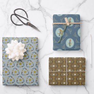 Wrapping Paper Flat Sheet Set 3 Geschenkpapier Set