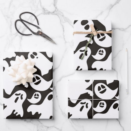 Wrapping Paper Flat Sheet Set 3 Halloween Thema Geschenkpapier Set (Vorderseite)