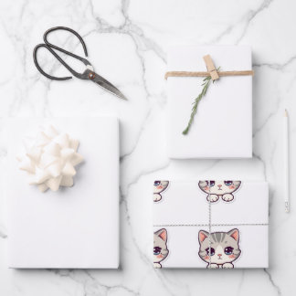 Wrapping Paper Flat Sheet Set of 3 Geschenkpapier Set