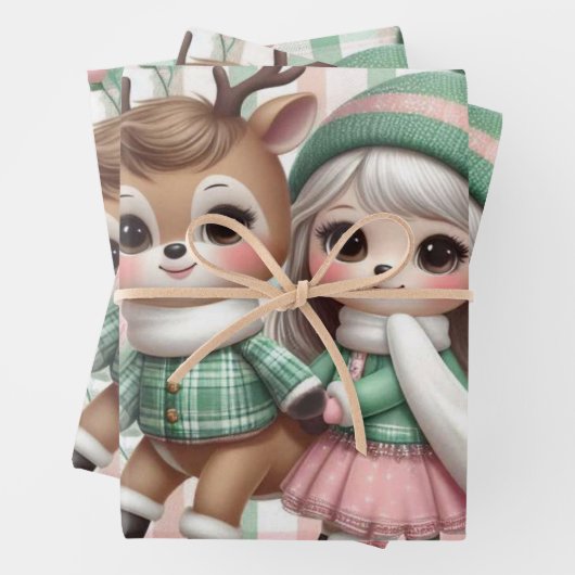 Wrapping Paper Flat Sheet Set of 3 Geschenkpapier Set (Beispiel)