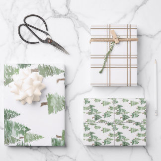 Wrapping Paper Flat Sheet Set of 3 Geschenkpapier Set