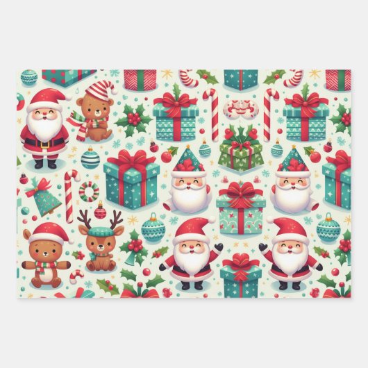 Wrapping Paper Flat Sheet Set von 3-Weihnachten Geschenkpapier Set (Vorderseite 3)