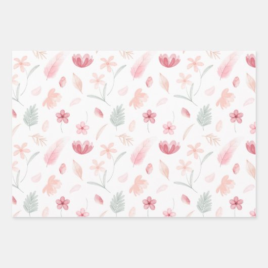 Wrapping Paper - Floral Wrapping Paper Geschenkpapier Set (Vorderseite)