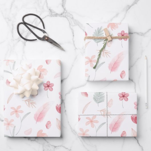 Wrapping Paper - Floral Wrapping Paper Geschenkpapier Set (Vorderseite)