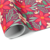 Wrapping paper for Christmas with red poinsettia. Geschenkpapier (Rolleneckpunkt)