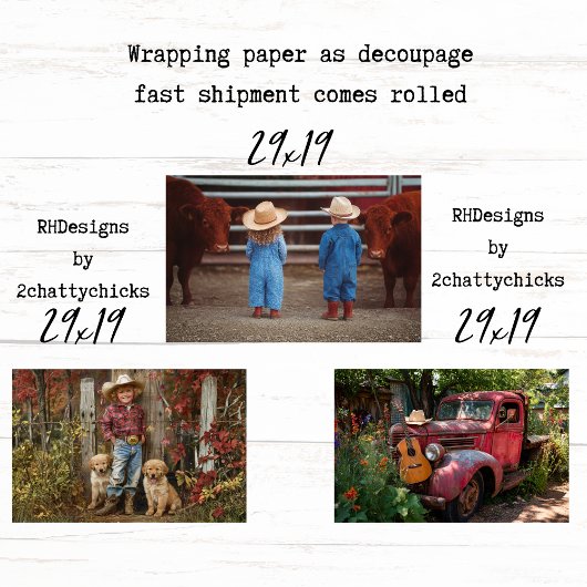 Wrapping Paper for Decoupage Farm Life  Geschenkpapier Set
