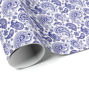 Wrapping Paper - French Paisley Shabby Chic Blue Geschenkpapier