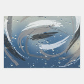 Wrapping Paper für 3-Set-Pinselstriche in Schwarz Geschenkpapier Set (Vorderseite)