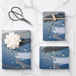 Wrapping Paper für 3-Set-Pinselstriche in Schwarz  Geschenkpapier Set