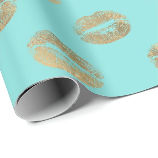 Wrapping Paper für Gold und Aqua Lips Geschenkpapier (Rolleneckpunkt)