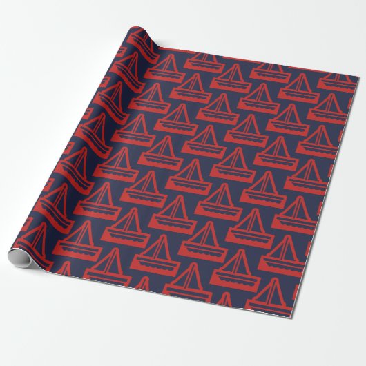 Wrapping Paper für Marine und Red Sailboat Geschenkpapier (Ungerollt)