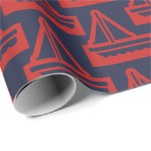 Wrapping Paper für Marine und Red Sailboat Geschenkpapier (Rolleneckpunkt)