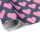 Wrapping Paper für Navy und Pink Tinte Herz Muster Geschenkpapier (Rolleneckpunkt)