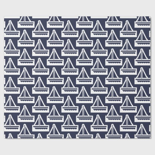 Wrapping Paper für Navy und White Segelboote Geschenkpapier (Flach)
