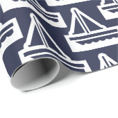 Wrapping Paper für Navy und White Segelboote Geschenkpapier (Rolleneckpunkt)