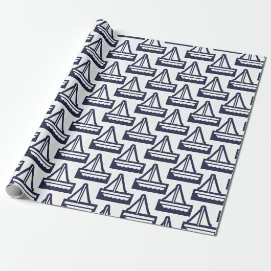 Wrapping Paper für Navy und White Segelboote Geschenkpapier (Ungerollt)